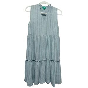 Dip Linen Sleeveless Soft Green A-Line Ruffle Dress Size Small
